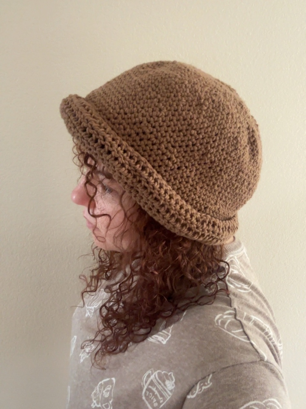 Brown Crochet Handmade Oversized “Bucket Beanie” Hat Men’s Or Women’s Large